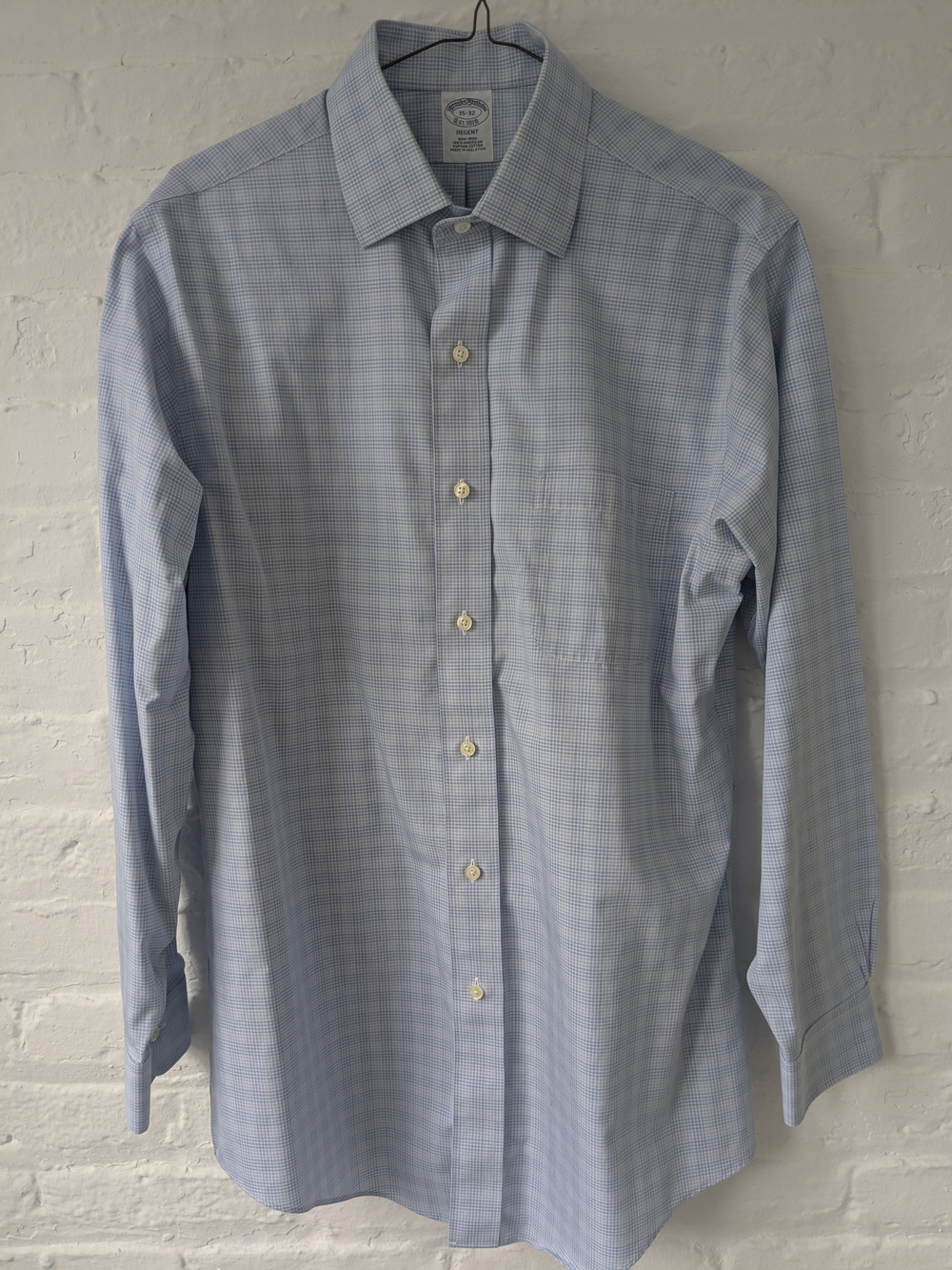 Brooks Brothers Light Blue Micro-Check Men's Dress Shirt